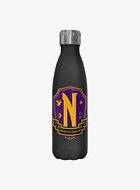 Wednesday Nevermore Academy Crest Water Bottle