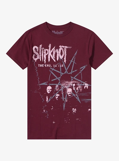 Slipknot The End, So Far Burgundy Boyfriend Fit Girls T-Shirt