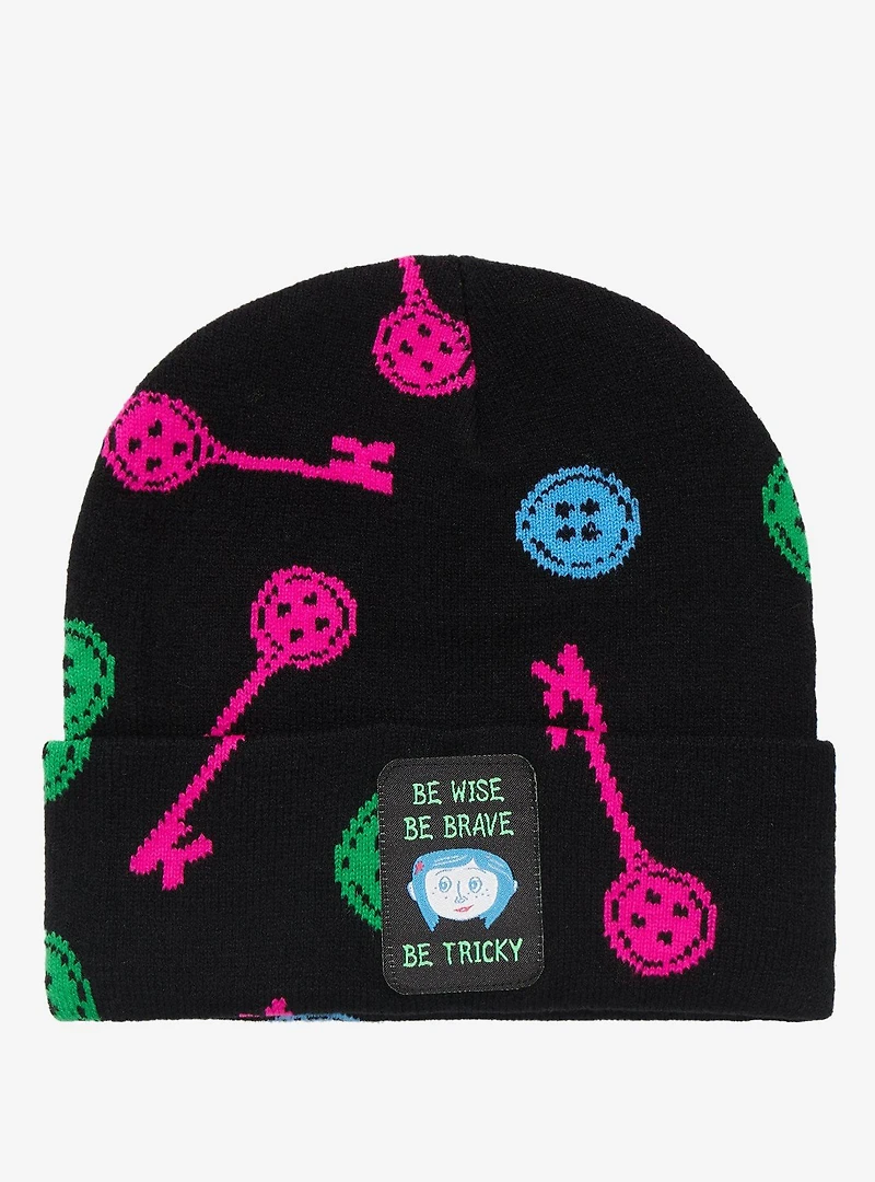 Coraline Button & Key Beanie