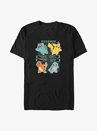 Pokemon Bulbasaur Pikachu Charmander and Squirtle Pokedex Big & Tall T-Shirt