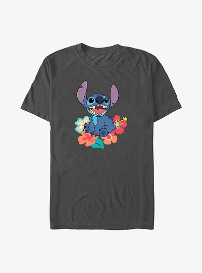 Disney Lilo & Stitch Happy Stitch Floral Sit T-Shirt