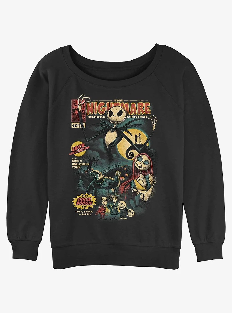 Disney Nightmare Before Christmas Comic Cover Womens Slouchy Sweatshirt