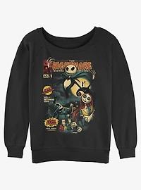 Disney Nightmare Before Christmas Comic Cover Womens Slouchy Sweatshirt