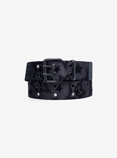 Black & Grey Star Grommet Belt