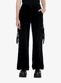 Black Corduroy Strap Carpenter Pants