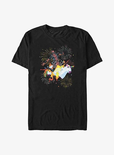 Marvel Deadpool Unicorn Fireworks Big & Tall T-Shirt
