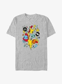 Pokemon Pikachu Squirtle Bulbasaur Charmander Doodle Big & Tall T-Shirt