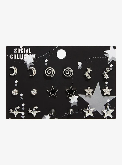 Social Collision Star Moon Spike Earring Set