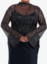 Daisy Street Celestial Print Girls Twofer Long-Sleeve Top Plus Size