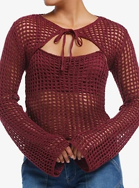Daisy Street Burgundy Knit Girls Cami Bolero Set