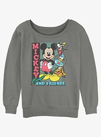 Disney Mickey Mouse & Friends Vintage Shapes Girls Slouchy Sweatshirt