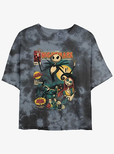 The Nightmare Before Christmas Comic Cover Girls Tie-Dye Crop T-Shirt