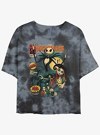 The Nightmare Before Christmas Comic Cover Girls Tie-Dye Crop T-Shirt