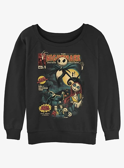 The Nightmare Before Christmas Comic Cover Girls Slouchy Sweatshirt