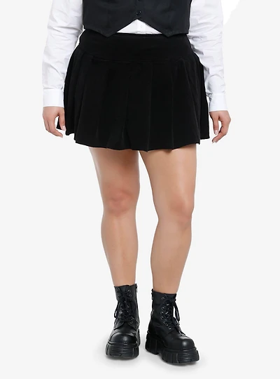 Social Collision Black Corduroy Pleated Skirt Plus Size