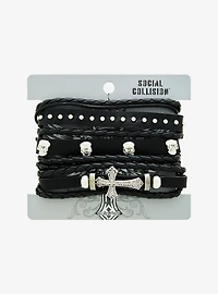 Social Collision Skull Cross Cuff Set