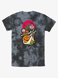 Disney100 Halloween Happy Halloween Sally Jack and Zero Tie-Dye T-Shirt