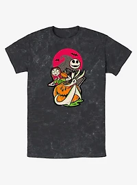 Disney100 Halloween The Nightmare Before Christmas Sally Jack And Zero Mineral Wash T-Shirt