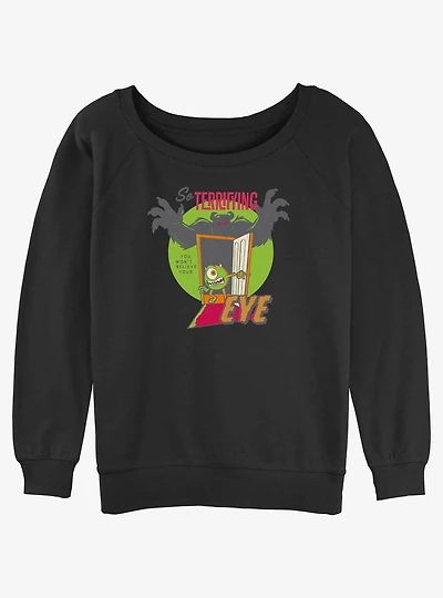 Disney100 Halloween Monsters, Inc. Sulley & Mike So Terrifying You Won't Believe Your Eye Girls Slouchy Sweatshirt