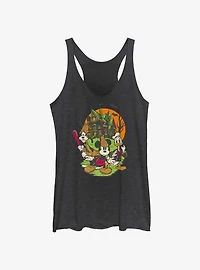 Disney100 Halloween Mickey Goofy And Donald Haunted House Girls Tank Top