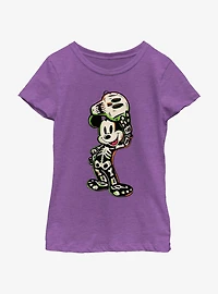Disney100 Halloween Mickey Mouse Skeleton Youth Girl's T-Shirt