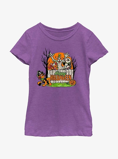 Disney100 Halloween Mickey Mouse Group Youth Girl's T-Shirt