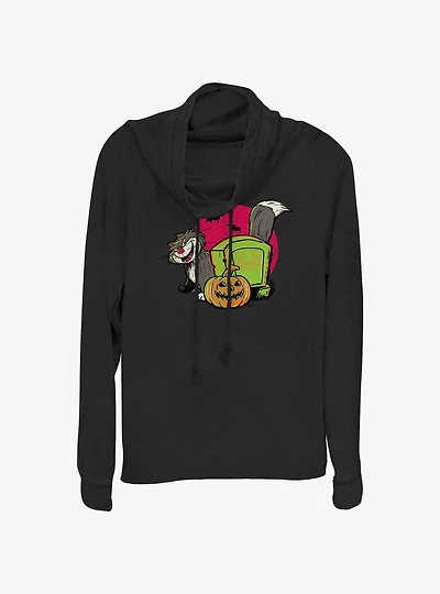 Disney100 Halloween Cat Lucifer Women's Cowl Neck Long-Sleeve Top