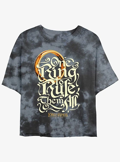 The Lord of the Rings One Ring Rules Girls Tie-Dye Crop T-Shirt