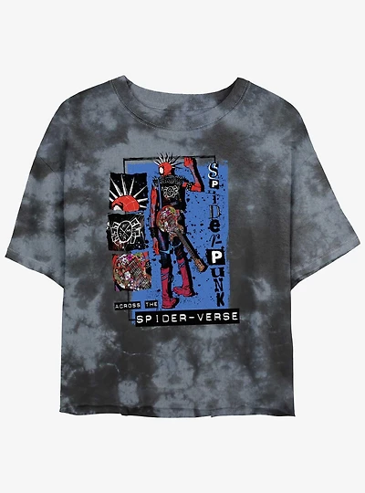 Marvel Spider-Man: Across the Spider-Verse Punk Power Girls Tie-Dye Crop T-Shirt