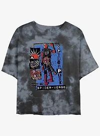 Marvel Spider-Man: Across the Spider-Verse Punk Power Girls Tie-Dye Crop T-Shirt