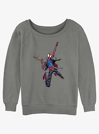 Marvel Spider-Man: Across the Spider-Verse Spider-Punk Rock Out Girls Slouchy Sweatshirt