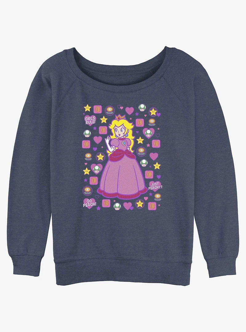 Mario Princess Peach Womens Slouchy Sweatshirt