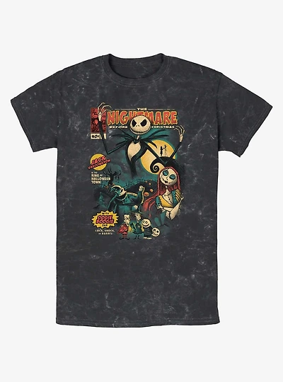 Disney The Nightmare Before Christmas Jack Skellington King of Halloween Comic Cover Mineral Wash T-Shirt