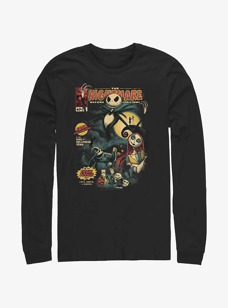Disney The Nightmare Before Christmas Jack Skellington King of Halloween Comic Cover Long-Sleeve T-Shirt