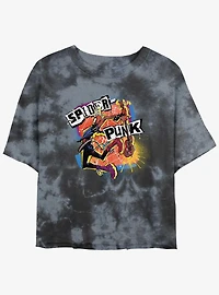 Marvel Spider-Man: Across the Spider-Verse Spider-Punk Womens Tie-Dye Crop T-Shirt