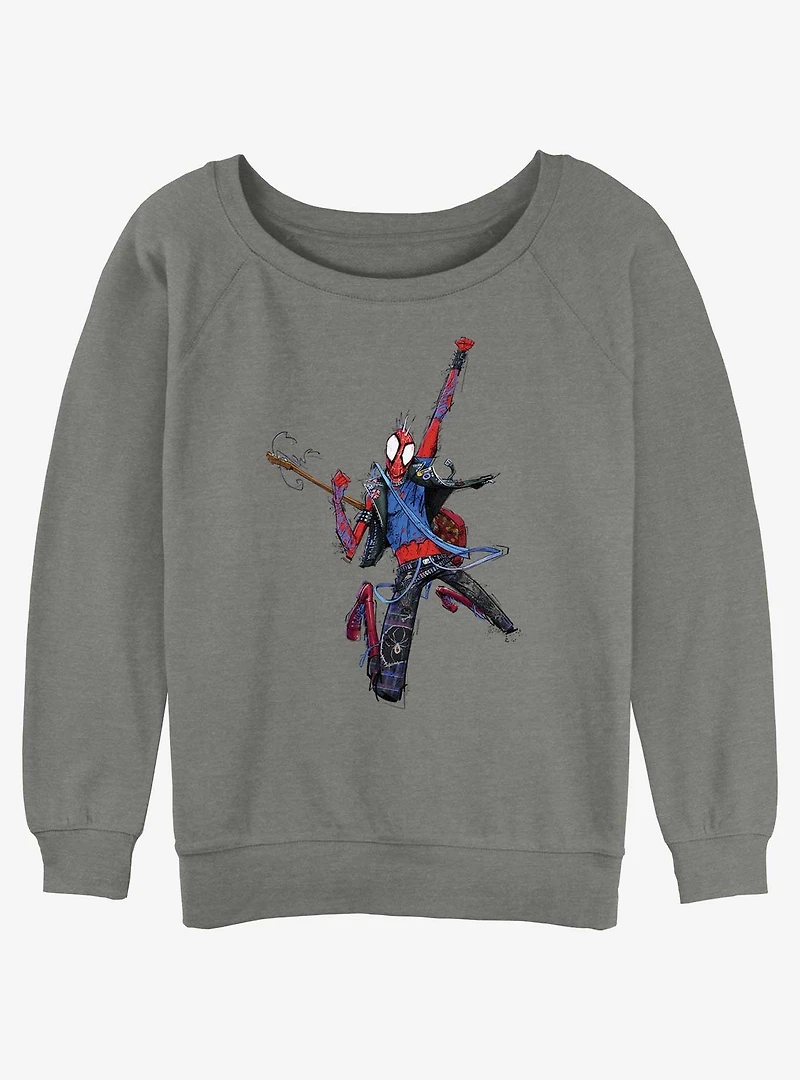 Marvel Spider-Man: Across the Spider-Verse Spider-Punk Rock Out Womens Slouchy Sweatshirt