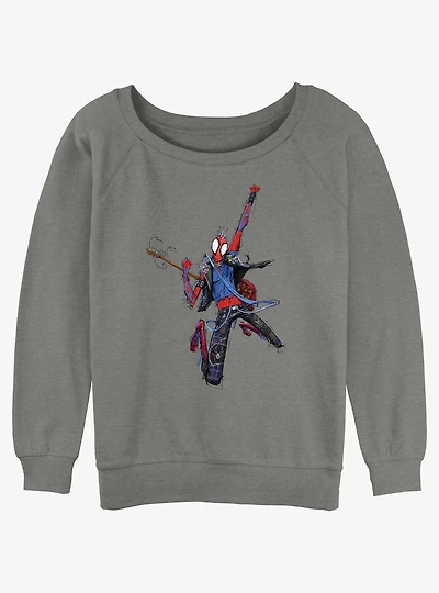 Marvel Spider-Man: Across the Spider-Verse Spider-Punk Rock Out Womens Slouchy Sweatshirt