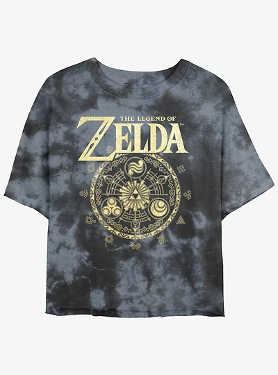 The Legend of Zelda Marks of the Goddesses Girls Tie-Dye Crop T-Shirt
