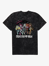 Monster High Night Sky Group Mineral Wash T-Shirt