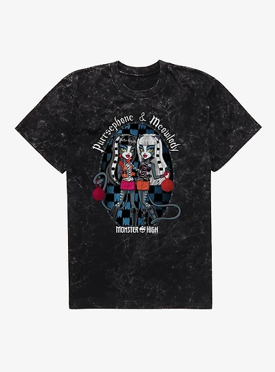 Monster High Purrsephone And Meowlody Mineral Wash T-Shirt
