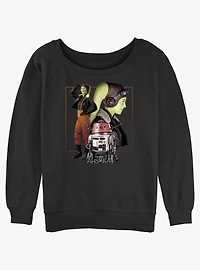 Star Wars Ahsoka Hera Syndulla And Chopper Girls Slouchy Sweatshirt