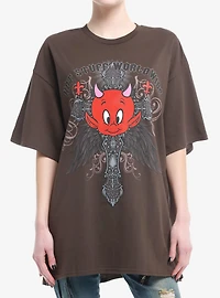 Hot Stuff Ornate Cross Girls Oversized T-Shirt