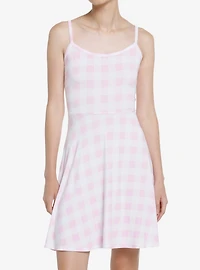 Pastel Pink Gingham Mini Dress