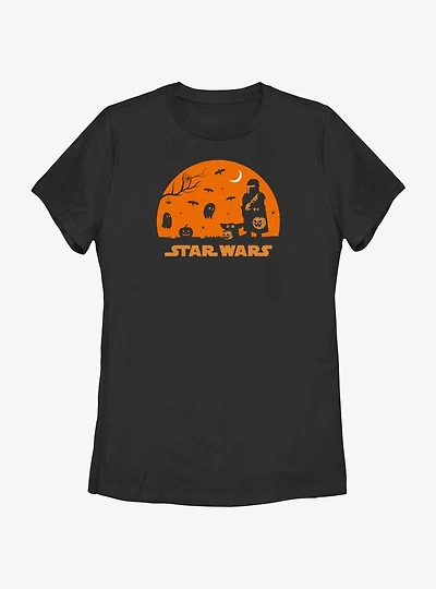 Star Wars The Mandalorian Mando And Grogu Haunt Womens T-Shirt