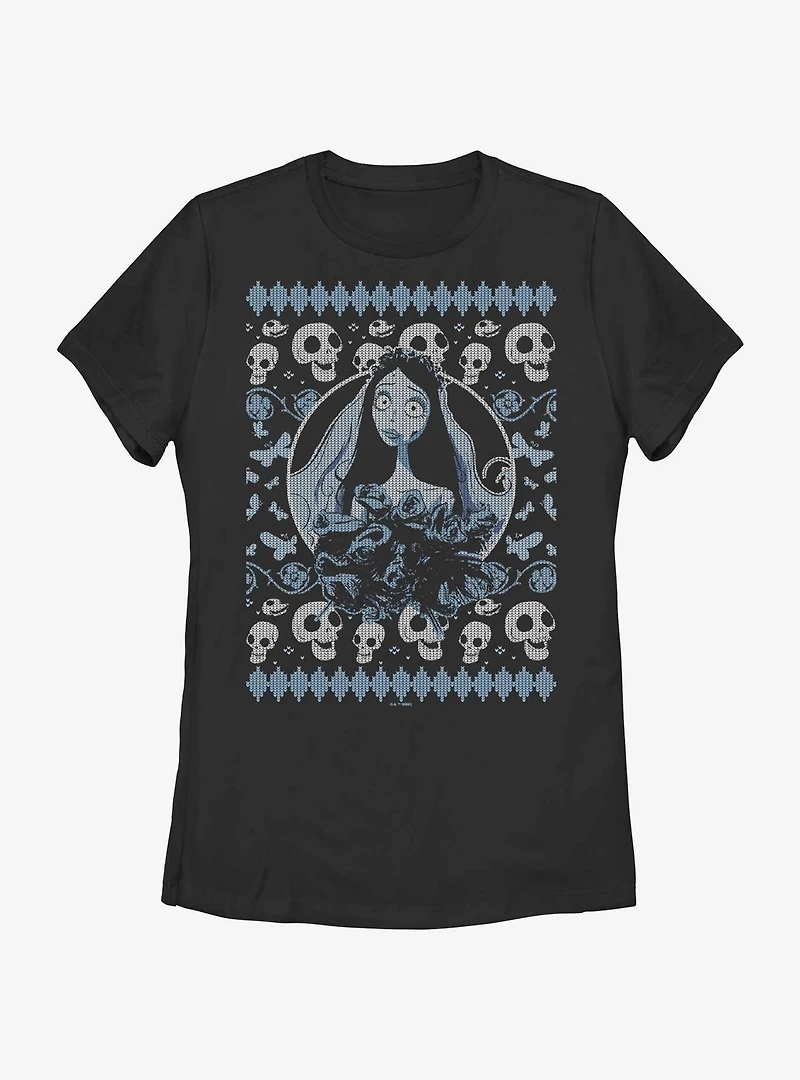 Corpse Bride Ugly Sweater Pattern Womens T-Shirt