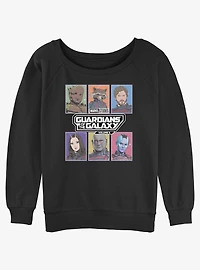Marvel Guardians Of The Galaxy Pop Art Boxes Girls Slouchy Sweatshirt