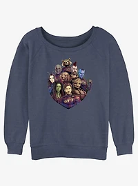 Marvel Guardians Of The Galaxy Badge Group Girls Slouchy Sweatshirt