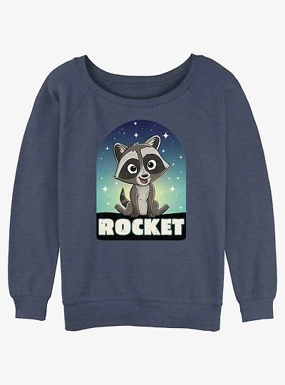Marvel Guardians Of The Galaxy Cartoon Rocket Tombstone Girls Slouchy Sweatshirt