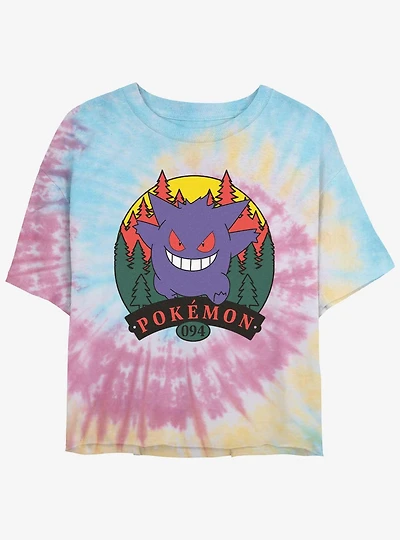 Pokemon Gengar Attack Girls Tie-Dye Crop T-Shirt