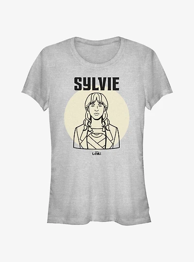 Marvel Loki Line Drawing Sylvie Portrait Girls T-Shirt